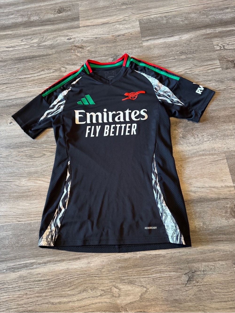 adidas Black Arsenal Fly Better Training Jersey with Red & Green Trim